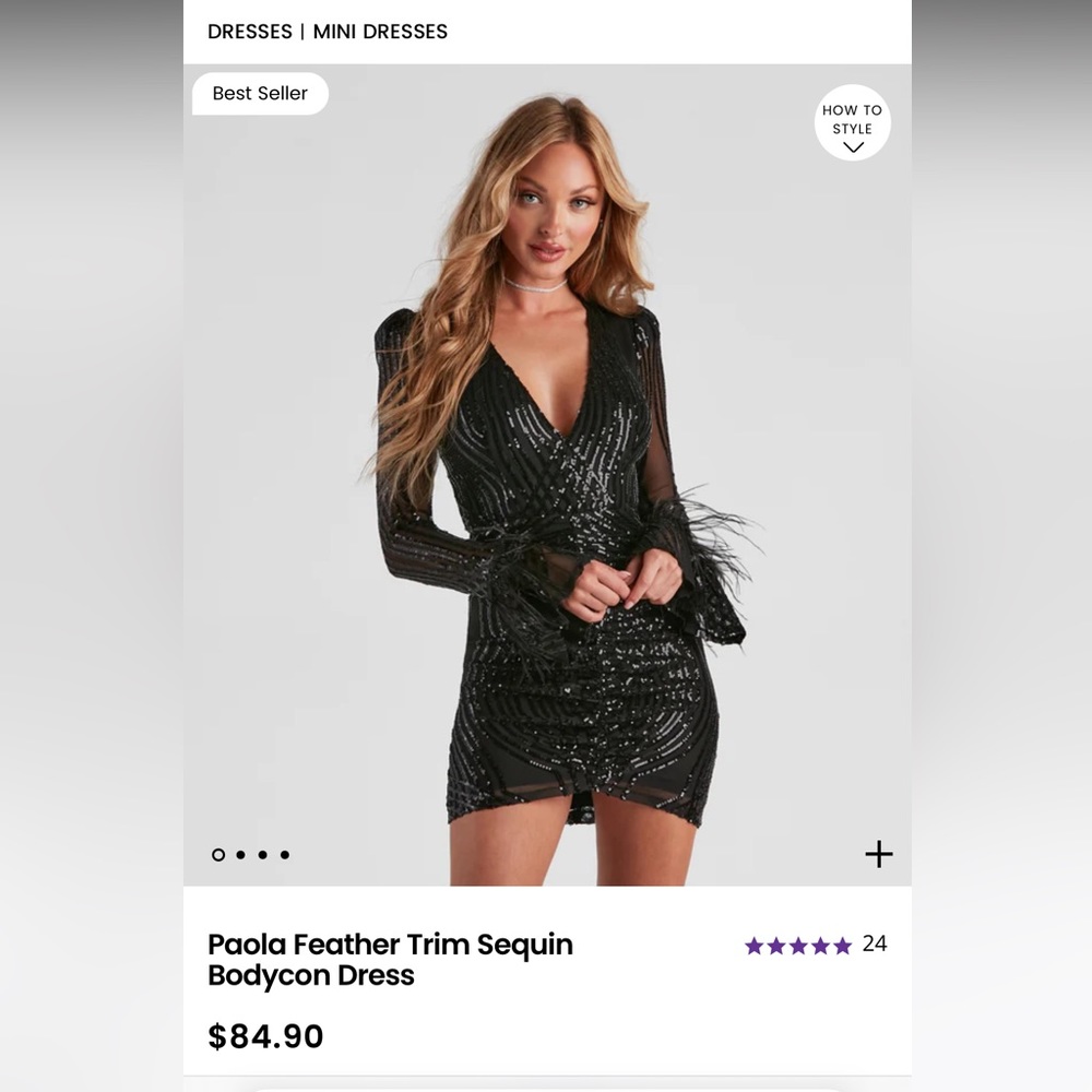 Windsor Paola Feather Trim Sequin Bodycon Dress